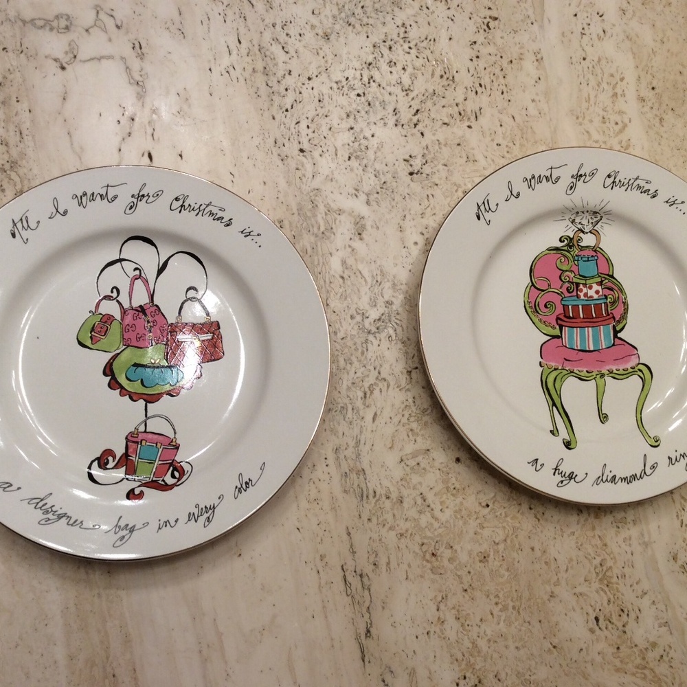 Two "All I Want For Christmas" Rosanna plates